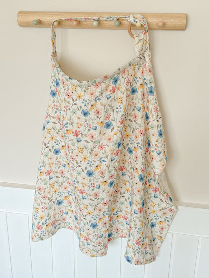 Nursing Cover for Baby Breastfeeding & Pumping, Muslin Double Gauze Cotton, Breast Feeding Apron Shawl Breathable Wire