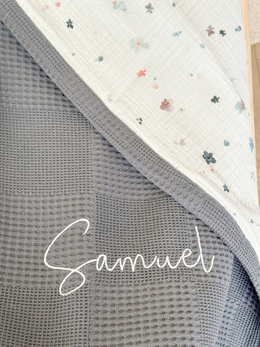 Baby Blanket - Spring Flower Dark Grey