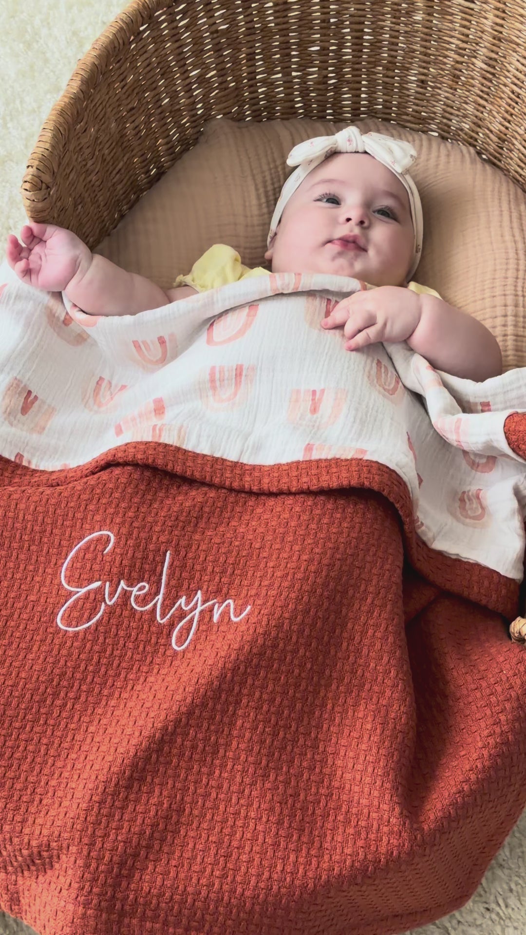 Personalized Baby Blanket - Pinky Sky - Custom Name Embroidery