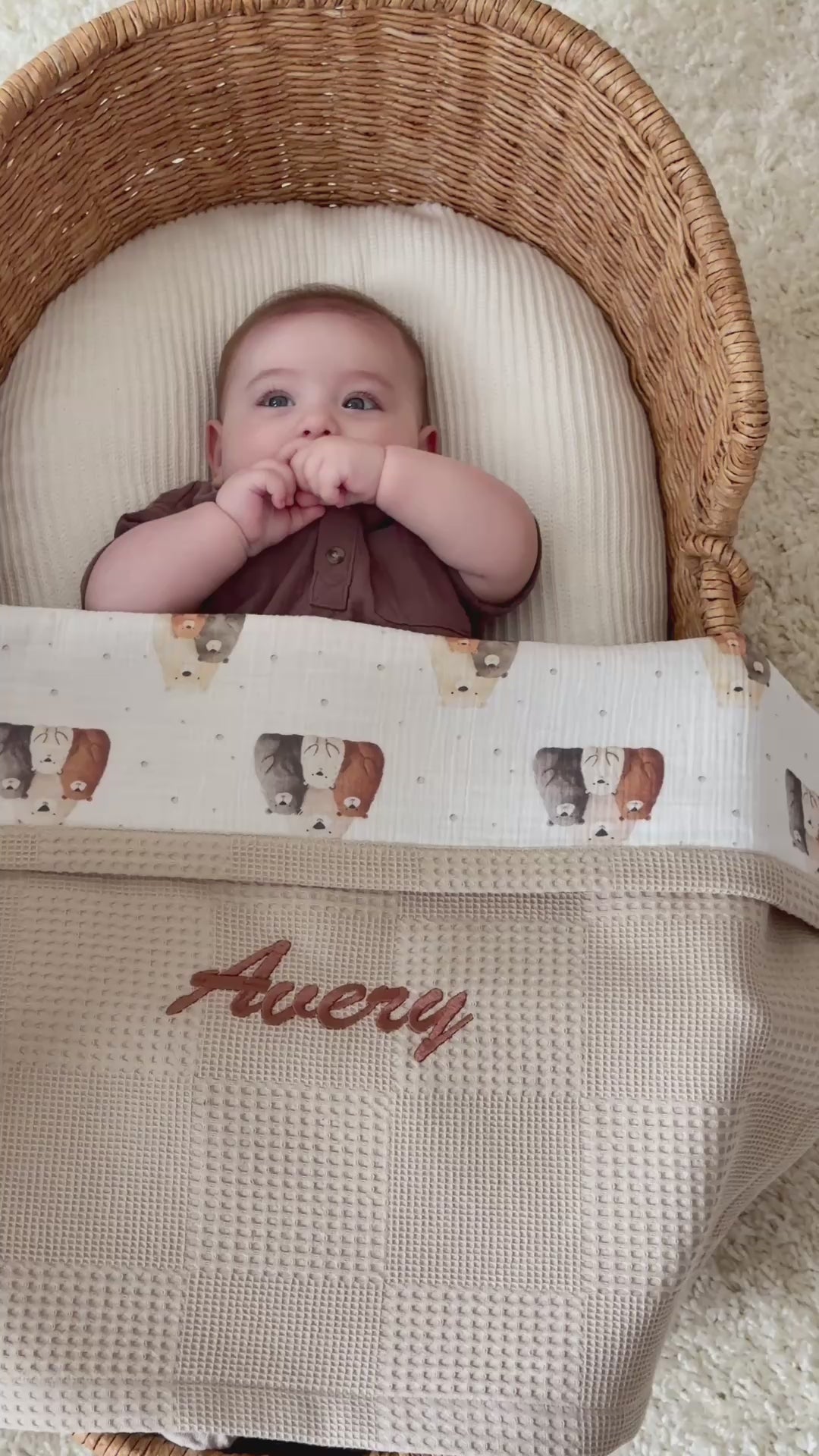 Personalized Baby Blanket - Bear Family - Custom Name Embroidery