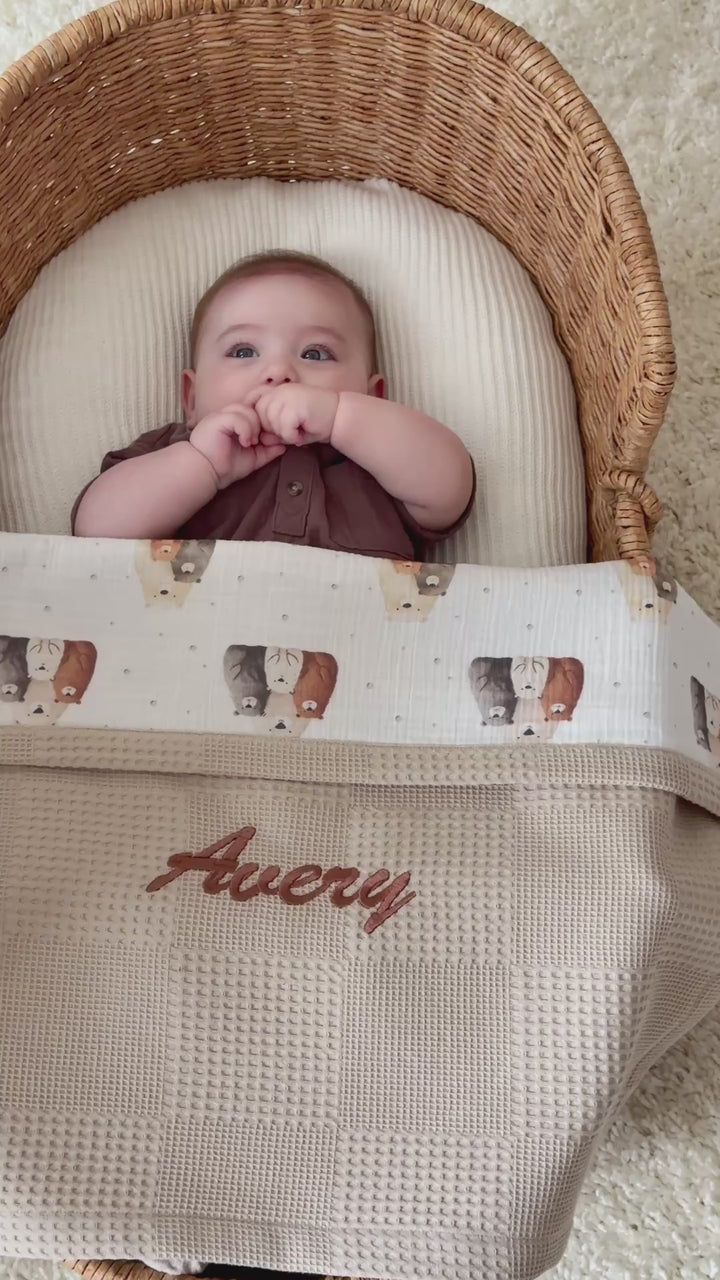 Personalized Baby Blanket - Bear Family - Custom Name Embroidery